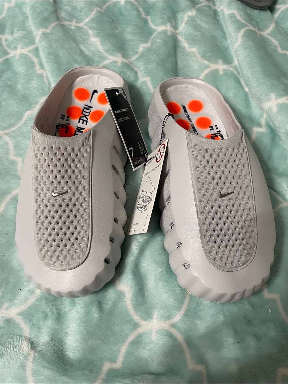 Nike Light Gray Slip-On Foam Loafers